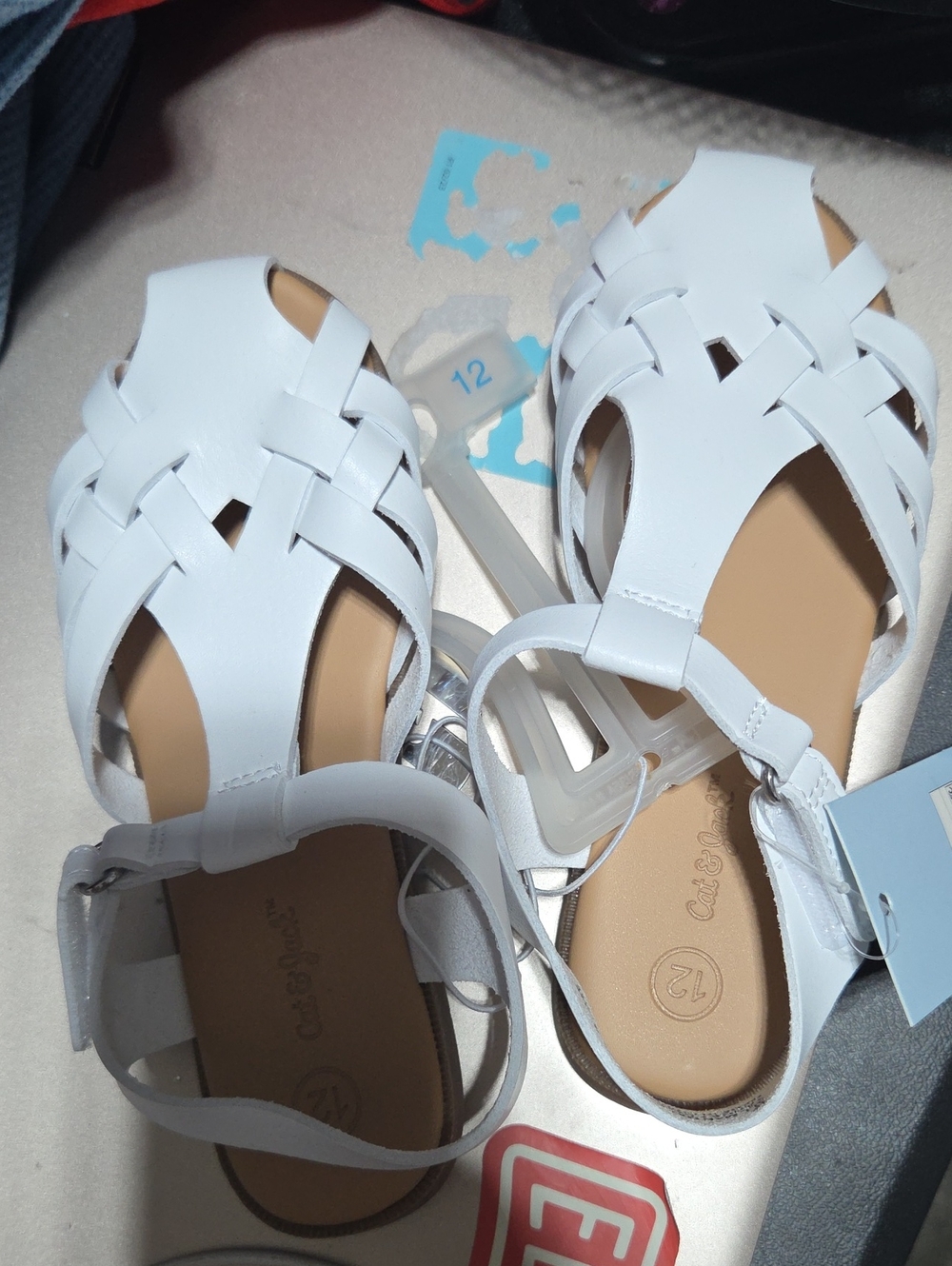 Cat & Jack White Girls' Woven Peep-Toe Sandals - Picture 3 of 4